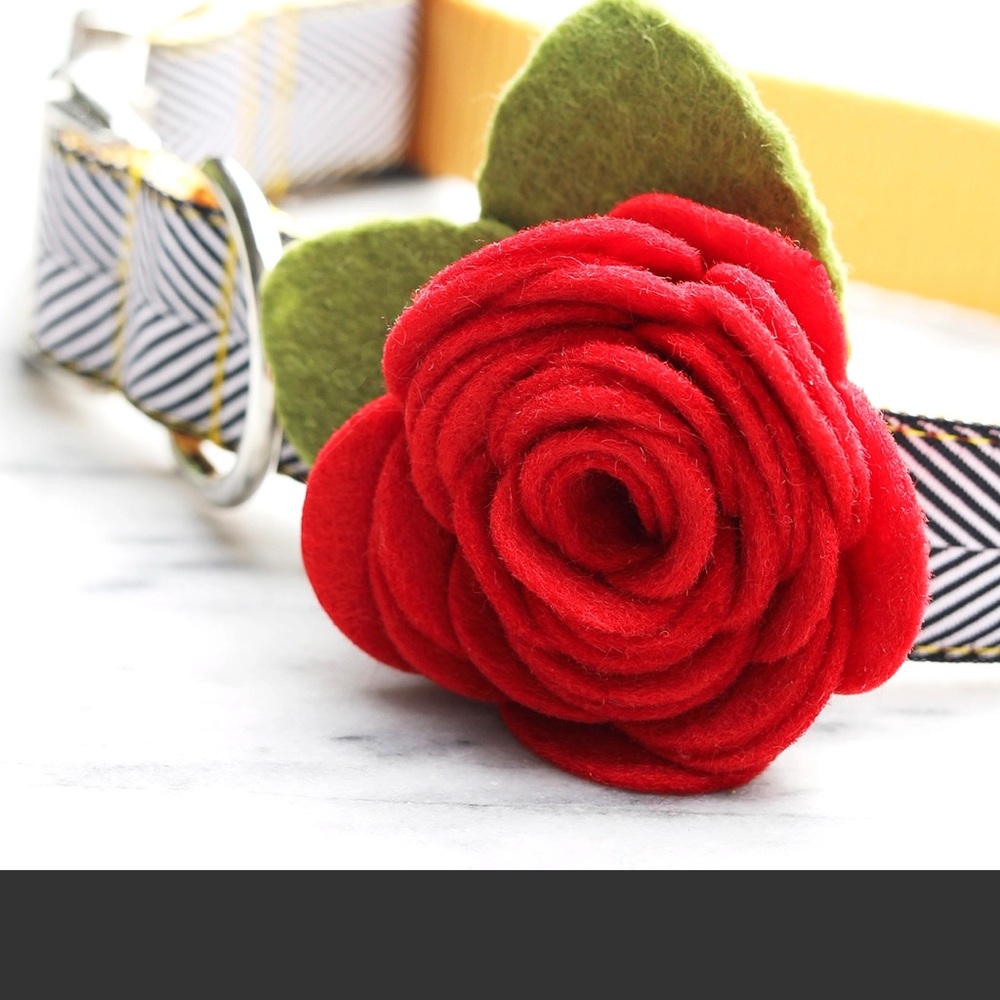 Red Rose Accent For Your Pets Collar